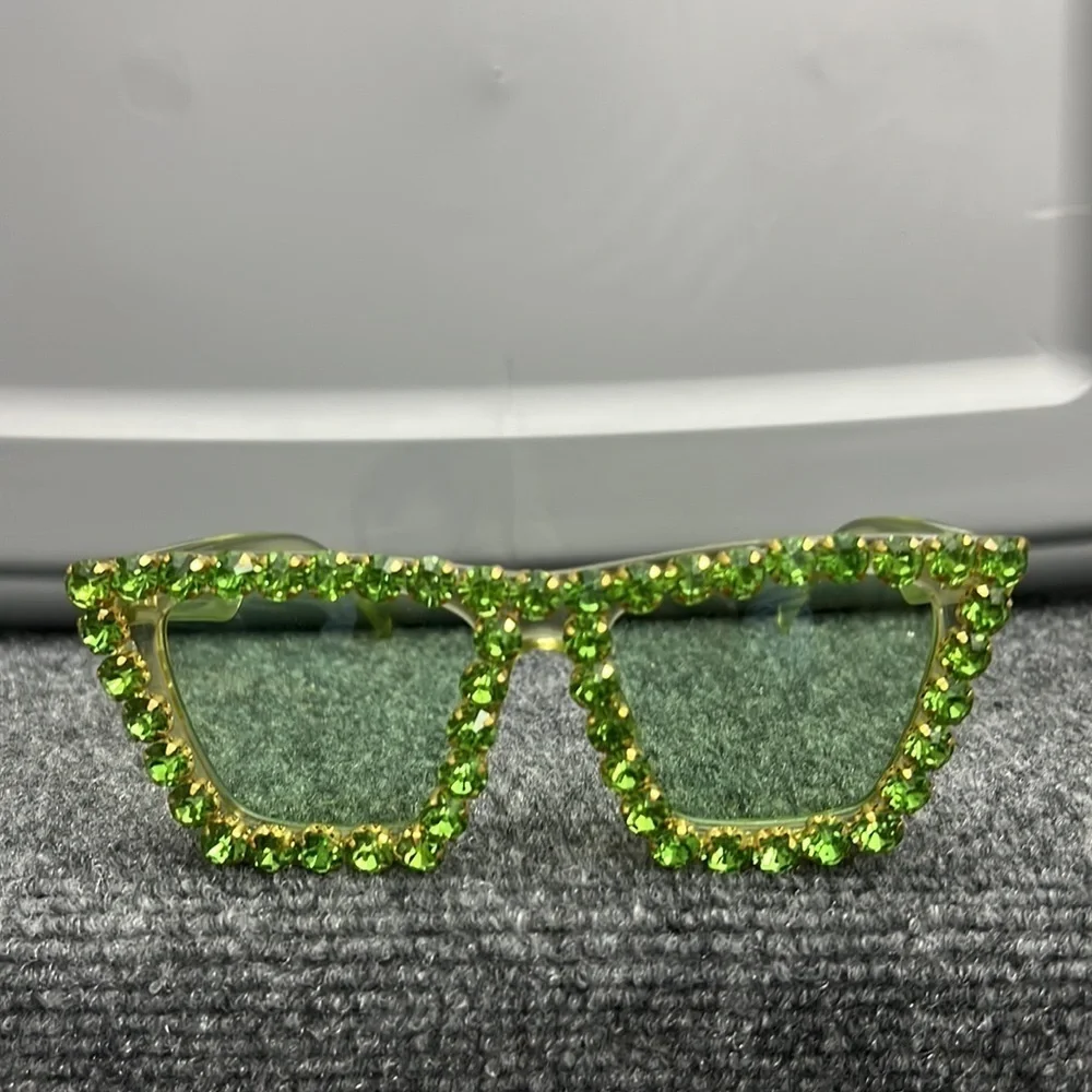 GreeksGlasses Green Rhinestone styled Sunglasses - Picture 3 of 7